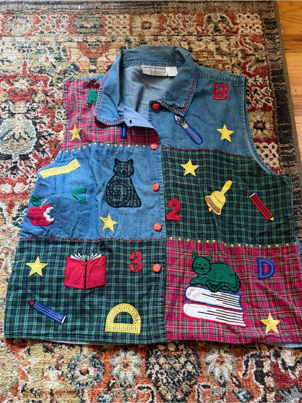 Vintage 90s cat teacher vest